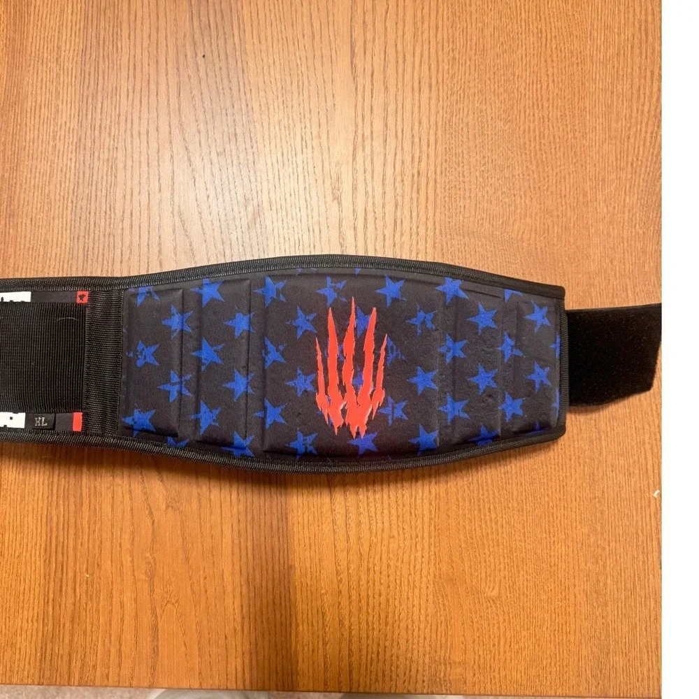 Bear KompleX‎ 4 Inch Straight Weightlifting Belt Patriotic Stars Claw Marks XL